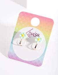 Kids Clip-On Mint Flower Earrings - link has visual effect only