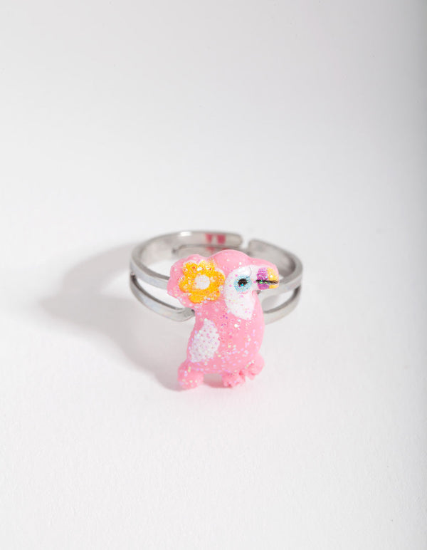 Kids Pink Parrot Ring