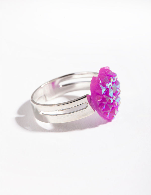 Kids Purple Glitter Heart Ring