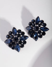 Blue Gem Flower Stud Earrings - link has visual effect only