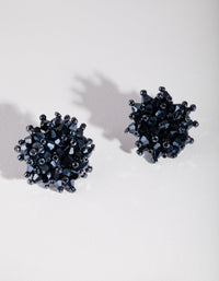 Navy Faceted Flower Earrings - link has visual effect only