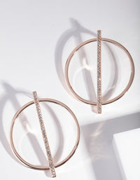 Rose Gold Diamante Stick Circle Stud Earrings - link has visual effect only