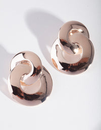 Rose Gold Double Ring Stud Earrings - link has visual effect only