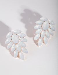 White Rose Gold Leaf Jewel Earrings - link has visual effect only