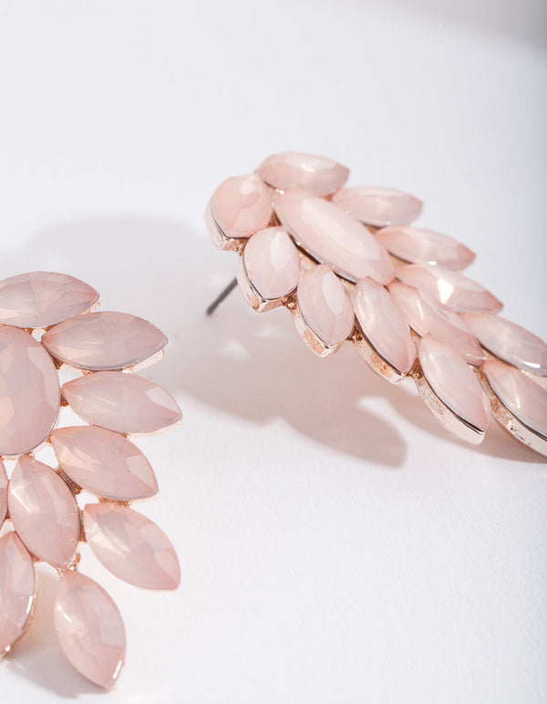 Rose Gold Jewel Leaf Earrings