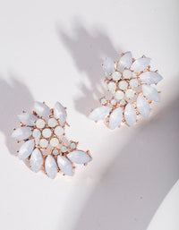 White Rose Gold Gem Stud Earrings - link has visual effect only