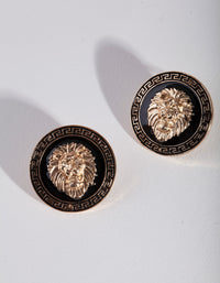Gold Lion Head Stud Earrings - link has visual effect only