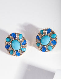 Blue Mixed Stone Stud Earrings - link has visual effect only