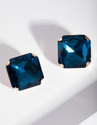 Gold Blue Gem Stud Earrings - link has visual effect only