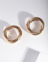 Gold 3 Circle Stud Earrings - link has visual effect only