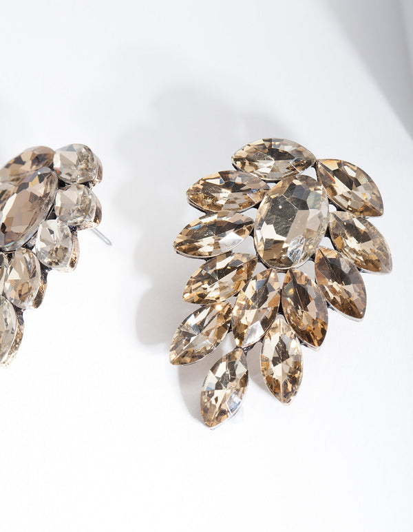 Antique Gold Jewel Leaf Earrings