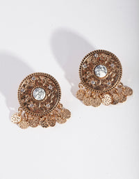 Gold Antique Disc Charm Stud Earrings - link has visual effect only