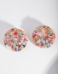 Multi Coloured Diamante Circle Stud Earrings - link has visual effect only