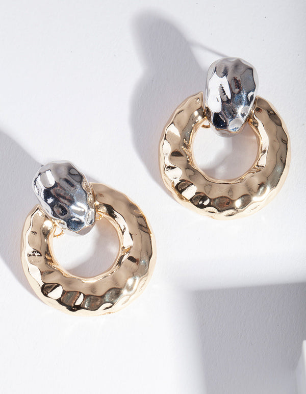 Mixed Metal Mini Doorknocker Stud Earrings