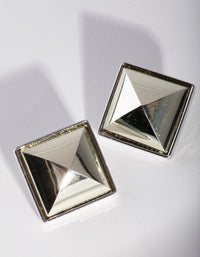 Mixed Metal Square Stud Earrings - link has visual effect only