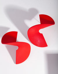 Red Twisted Fan Stud Earrings - link has visual effect only