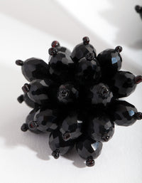 Black Faceted Flower Stud Earrings - link has visual effect only