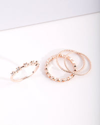Stapelpakket met roségouden kristallen ringen - link has visual effect only
