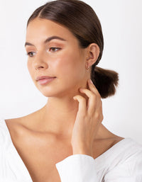 Rose Gold Plated Sterling Silver Cubic Zirconia Dangle Hoop Earrings - link has visual effect only