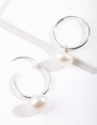 Srebrne kolczyki koła z perłami słodkowodnymi - link has visual effect only