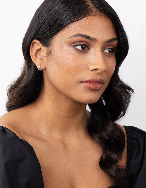 Sterling Silver Oval Chunky Huggie Earrings