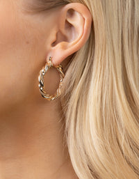 Real Gold Plated Twisted Hoop Earrings - link has visual effect only