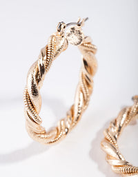 Real Gold Plated Twisted Hoop Earrings - link has visual effect only