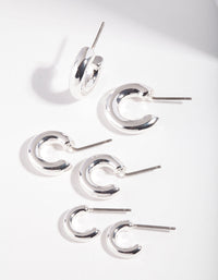 Real Silver Plated Huggie 3 Pack - link has visual effect only