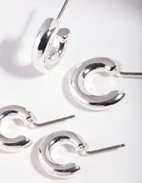 Real Silver Plated Huggie 3 Pack - link has visual effect only