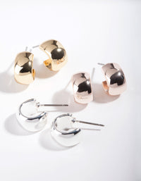 Real Mixed Metal Plated Huggie 3 Pack - link has visual effect only