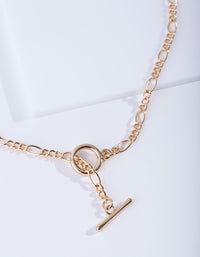 Real Gold Plated Figaro Chain T&O Short Necklace - link has visual effect only