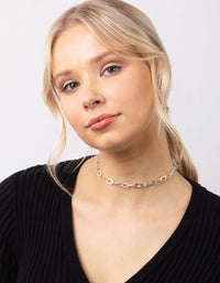 Real Silver Plated Chain Choker - link has visual effect only