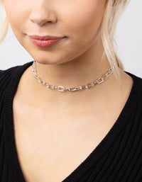 Real Silver Plated Chain Choker - link has visual effect only