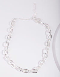 Real Silver Plated Chain Choker - link has visual effect only