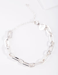 Real Silver Rectangle Chain Bracelet - link has visual effect only