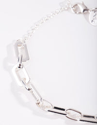 Real Silver Rectangle Chain Bracelet - link has visual effect only