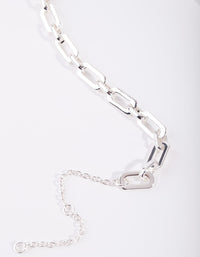 Real Silver Rectangle Chain Bracelet - link has visual effect only