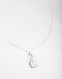 Silver Diamond Simulant Long Infinity Necklace - link has visual effect only