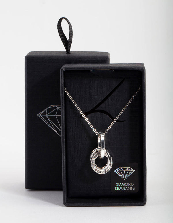 Silver Diamond Simulant Circle Necklace