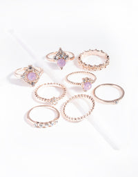 Rose Gold Pink Moon Ring Pack - link has visual effect only
