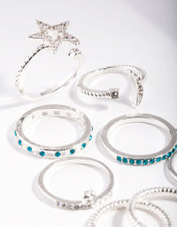 Silver Blue Shooting Star Ring Pack - link has visual effect only