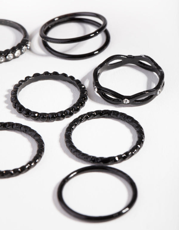 Black Crystal Twisted Ring Pack