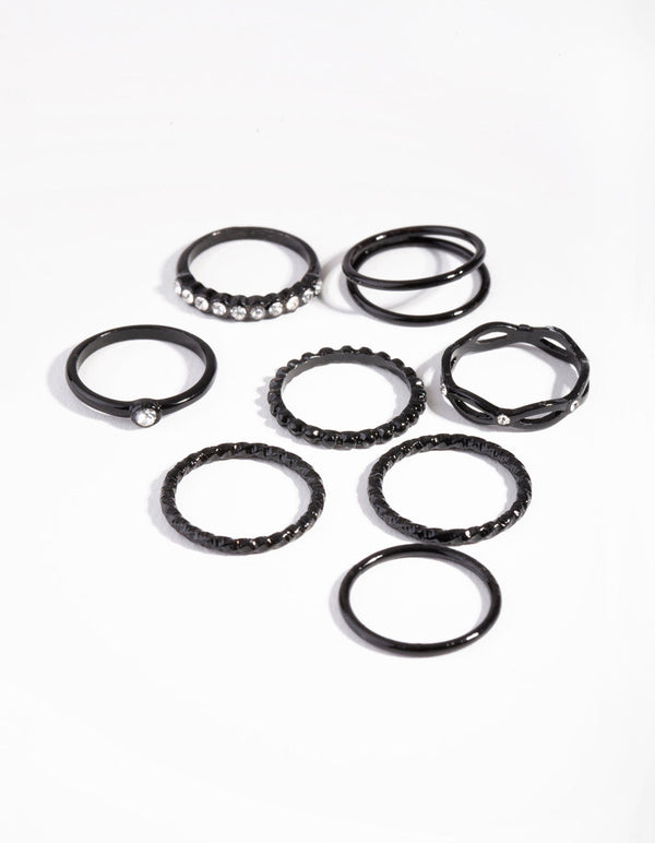 Black Crystal Twisted Ring Pack