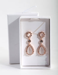 Rose Gold Diamond Simulant Floral Earrings - link has visual effect only