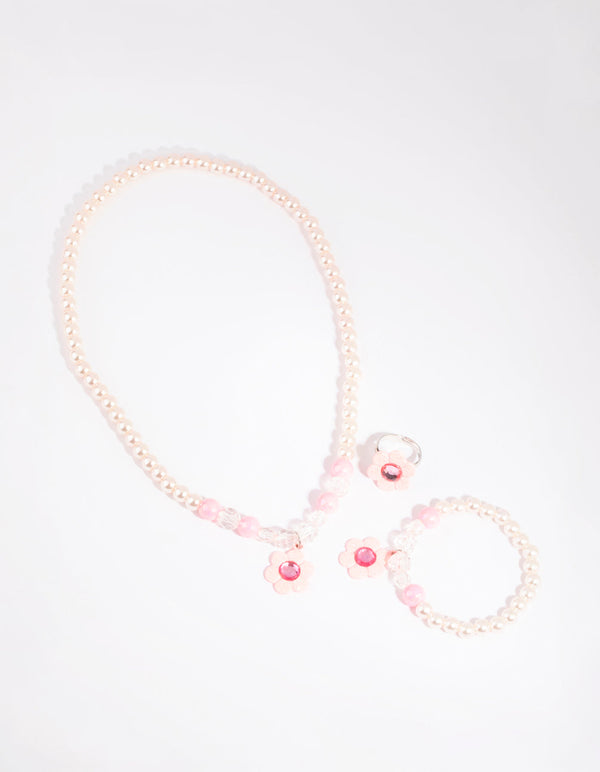 Kids Silver Glitter and Flower Jewellery Pack