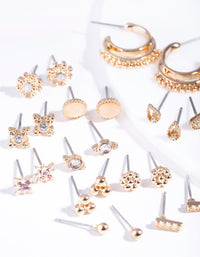 Gold Multi Diamante Earring 12 Pack - link has visual effect only