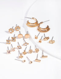 Gold Multi Diamante Earring 12 Pack - link has visual effect only