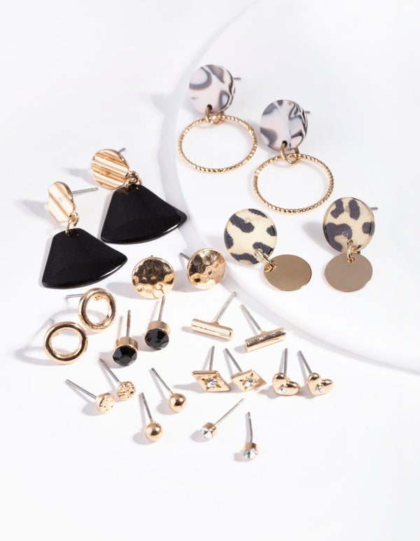 Black White Acrylic Animal Earring 12 Pack