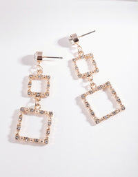 Rose Gold Diamante Drop Earrings - link has visual effect only