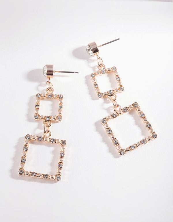 Rose Gold Diamante Drop Earrings